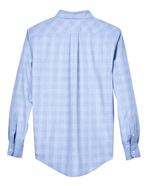 Devon & Jones DG520, Men's Crown Collection Glen Plaid Woven Dress Shirt, White/ Light French Blue