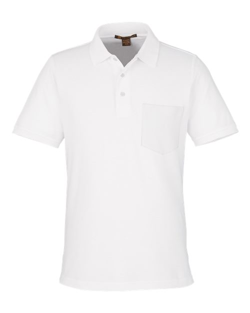 Harriton M205P, Men's Valiant Cotton Snag Protect Pocket Polo, White