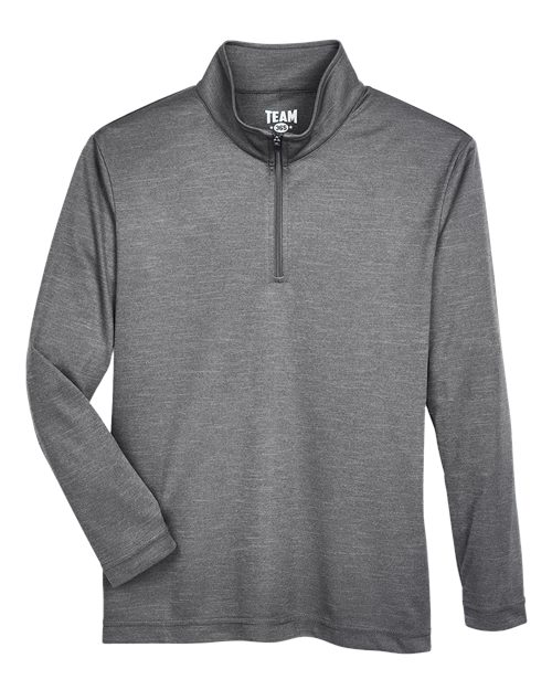 Team 365 TT31HY, Youth Zone Sonic Heather Performance Quarter-zip Pullover, Dark Grey Heather