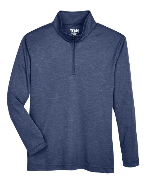 Team 365 TT31HY, Youth Zone Sonic Heather Performance Quarter-zip Pullover, Sport Dark Navy Heather