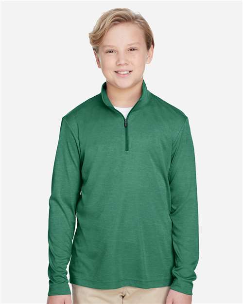 Team 365 TT31HY, Youth Zone Sonic Heather Performance Quarter-zip Pullover, Sport Forest Heather