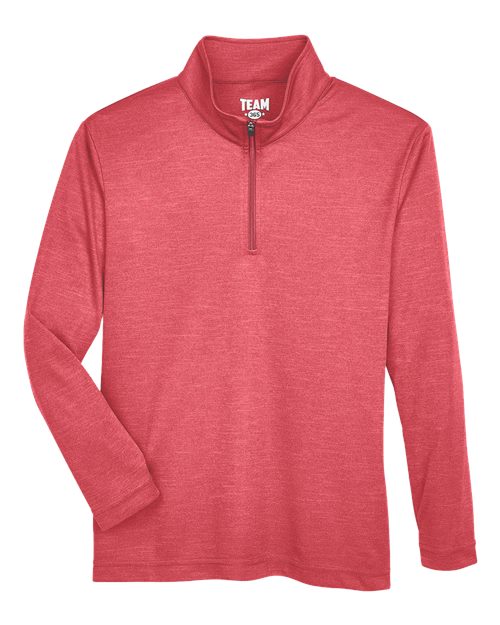 Team 365 TT31HY, Youth Zone Sonic Heather Performance Quarter-zip Pullover, Sport Red Heather