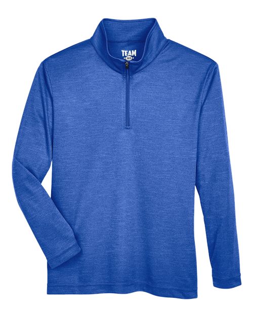 Team 365 TT31HY, Youth Zone Sonic Heather Performance Quarter-zip Pullover, Sport Royal Heather