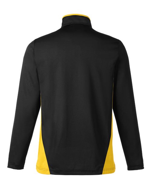 Harriton M786, Men's Flash Snag Protection Plus Il Colorblock Quarter-zip Pullover, Black/ Sunray Yellow