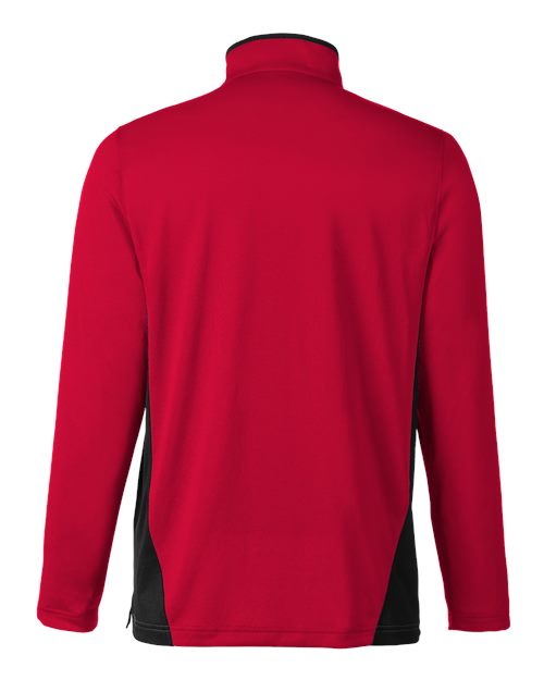 Harriton M786, Men's Flash Snag Protection Plus Il Colorblock Quarter-zip Pullover, Red/ Black