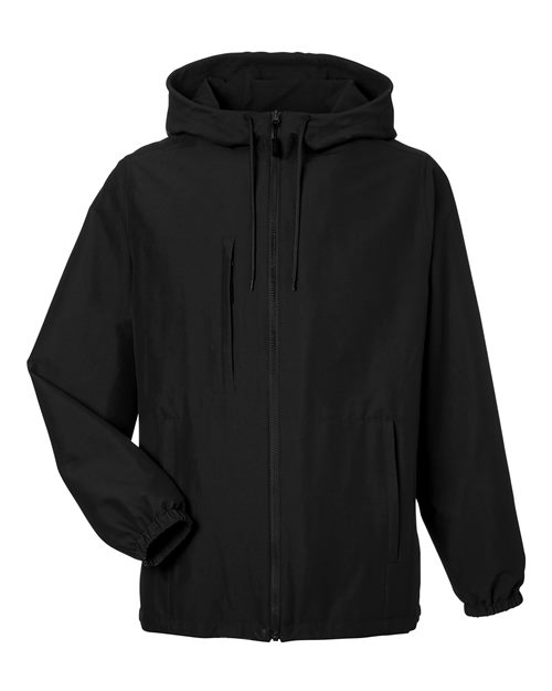 Harriton M73, Unisex Flex Twill Hooded Jacket, Black