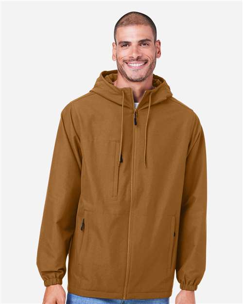 Harriton M73, Unisex Flex Twill Hooded Jacket, Duck Brown