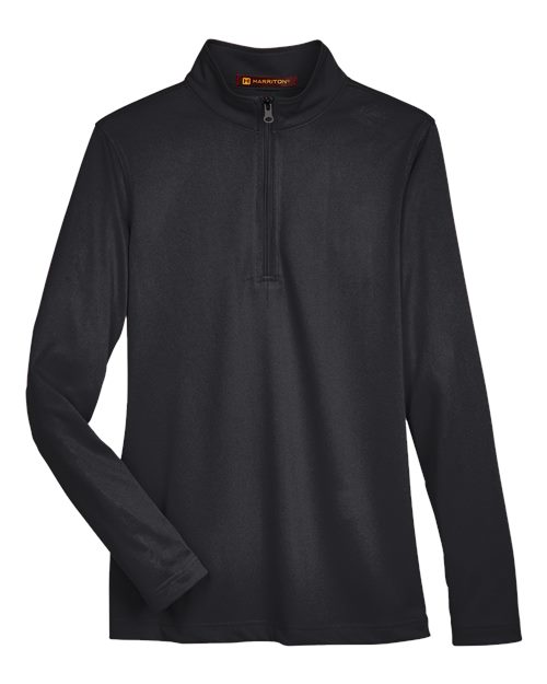 Harriton M748W, Women's Advantage Snag Protection Plus Quarter-zip Pullover, Black