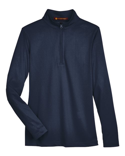 Harriton M748W, Women's Advantage Snag Protection Plus Quarter-zip Pullover, Dark Navy