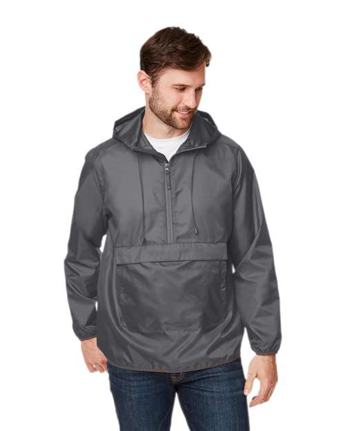 Unisex Zone Protect Packable Anorak Jacket - - 13938 Sport Graphite 735D9 AB Exclusive Brands Activewear CA New ab Jackets Mens & Unisex New AB Outerwear Packables Polyester - 100% Pullovers Quarter-Zips S&S Exclusive Brands Team 365 TT77 Water Resistant Zips