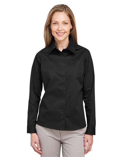 Women's Advantage IL Workshirt - - 13945 Black 264B9 4-4.9 oz AB Exclusive Brands CA New ab Cotton Dress Shirts Harriton Long Sleeves M585LW New AB Pockets Polyester Stain Resistant Tops Womens Workwear Wovens Wovens & Dress Shirts Wrinkle Free