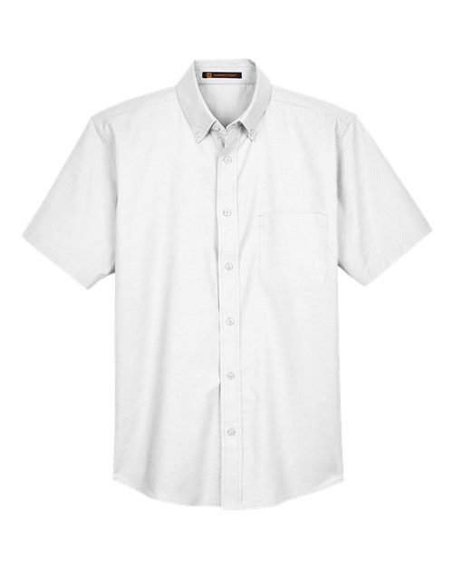 Harriton M600S, Men's Oxford Short Sleeve With Stain-release, White