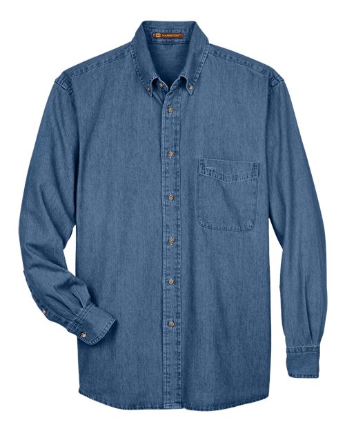 Harriton M550, Men's Denim Shirt, Light Denim