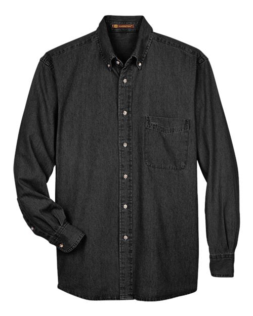 Harriton M550, Men's Denim Shirt, Washed Black