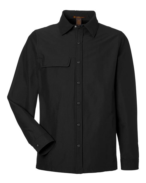Harriton M72, Unisex Flex Twill Overshirt Jacket, Black