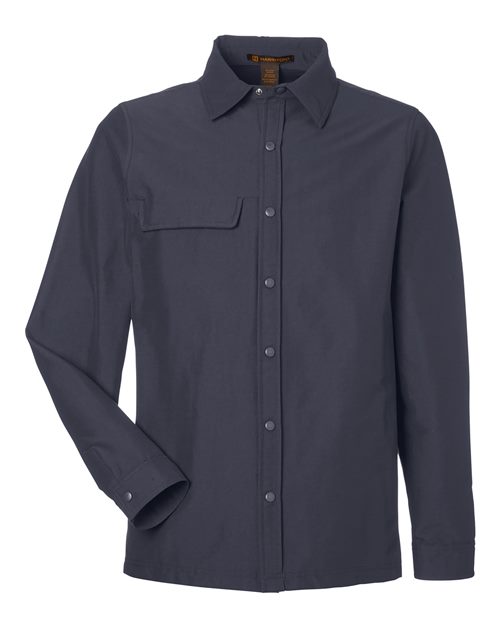 Harriton M72, Unisex Flex Twill Overshirt Jacket, Dark Charcoal