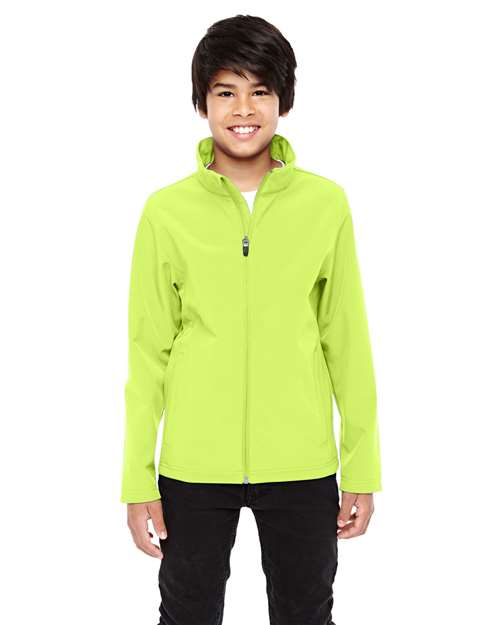 Youth Leader Soft Shell Jacket - - 13980 Safety Yellow 744D9 AB Exclusive Brands Activewear CA New ab Full-Zips Jackets New AB Outerwear S&S Deep Deals S&S Exclusive Brands Safety Spandex Team 365 TT80Y Youth Zips
