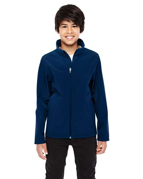Youth Leader Soft Shell Jacket - - 13980 Sport Dark Navy 744D9 AB Exclusive Brands Activewear CA New ab Full-Zips Jackets New AB Outerwear S&S Deep Deals S&S Exclusive Brands Safety Spandex Team 365 TT80Y Youth Zips
