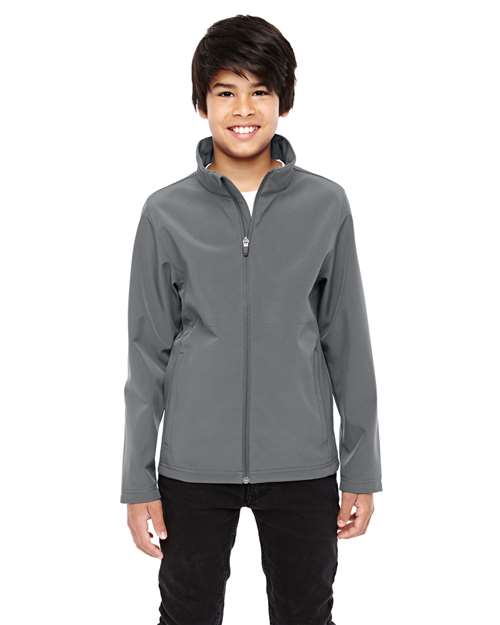 Youth Leader Soft Shell Jacket - - 13980 Sport Graphite 744D9 AB Exclusive Brands Activewear CA New ab Full-Zips Jackets New AB Outerwear S&S Deep Deals S&S Exclusive Brands Safety Spandex Team 365 TT80Y Youth Zips