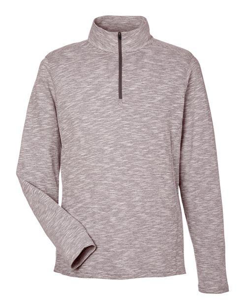 North End NE415, Men's Eclipse Jacquard Quarter-zip Pullover, Burgundy Heather