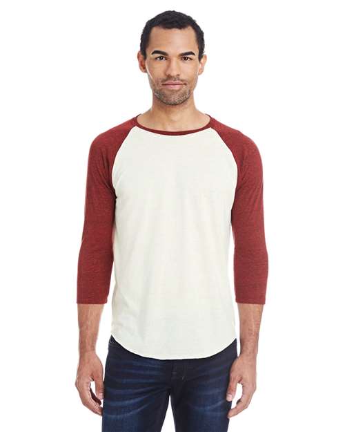 Unisex Triblend Three-Quarter Sleeve Raglan T-Shirt - - 14026 Cream Cardinal Black Triblend 3/4 Sleeves 302G 4-4.9 oz 786E0 CA New ab Cotton - Ringspun Crewneck Fitted Mens & Unisex New AB Playbook - Restaurant & Hospitality Playbook - Restaurant & Hospitality Brand Merch Playbook Summer to School Raglans Recycled Side Seams T-Shirts T-Shirts - Long Sleeve Tear Away Threadfast Apparel Tops Triblends