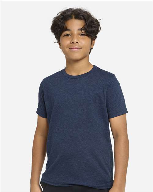 Youth Epic CVC T-Shirt - - 14056 Heather Navy 4-4.9 oz 814E0 CA New ab Cotton Crewneck New New AB Polyester Preshrunk Short Sleeves Sustainable Materials Sustainable Styles T-Shirts T-Shirts - Premium T1001B Tear Away Threadfast Apparel Tops Youth