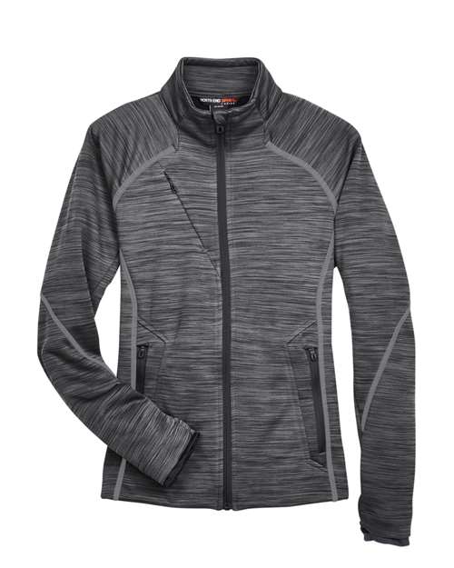 North End 78697, Women's Flux Mélange Bonded Fleece Jacket, Carbon/ Black