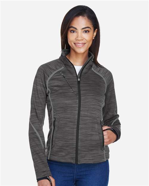 North End 78697, Women's Flux Mélange Bonded Fleece Jacket, Carbon/ Black