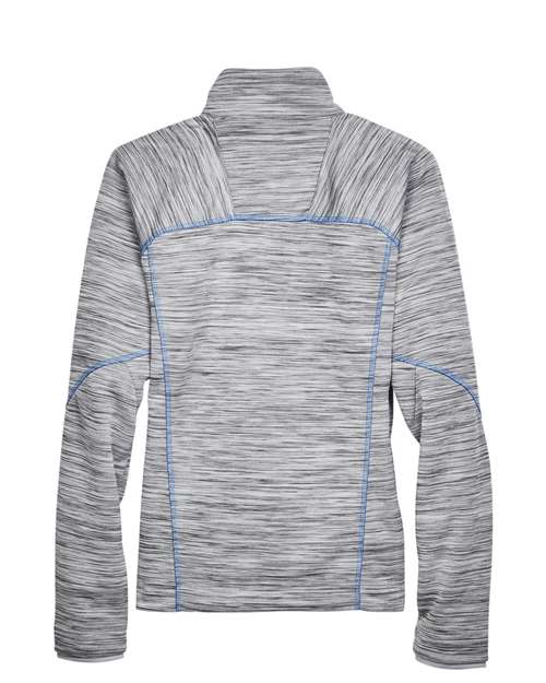North End 78697, Women's Flux Mélange Bonded Fleece Jacket, Platinum/ Olympic Blue