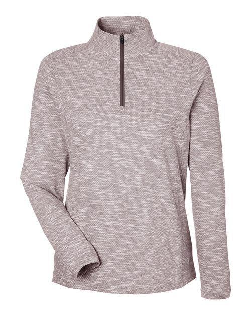North End NE415W, Women's Eclipse Jacquard Quarter-zip Pullover, Burgundy Heather