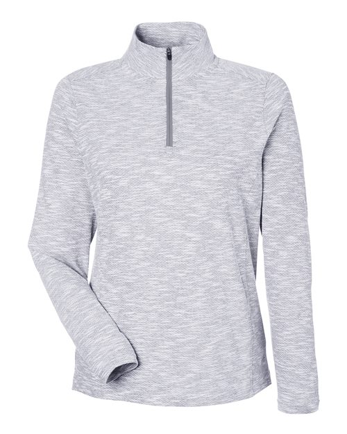 North End NE415W, Women's Eclipse Jacquard Quarter-zip Pullover, Platinum Heather