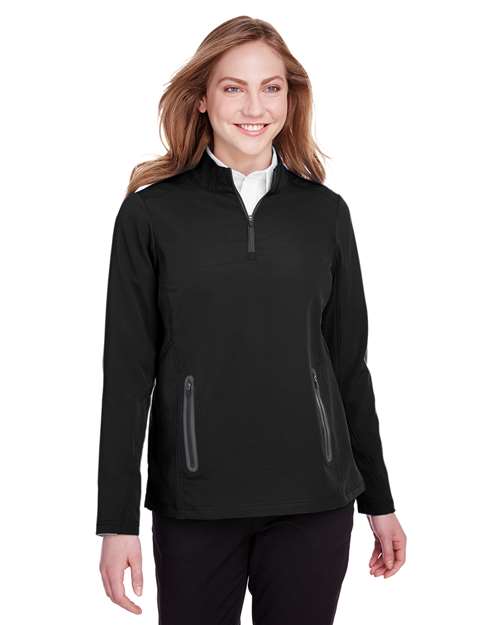 Women's Quest Stretch Quarter-Zip Pullover - - 14079 Black Carbon 173D3 AB Exclusive Brands CA New ab Jackets NE401W New AB North End Performance Pullovers Quarter-Zips S&S Deep Deals Tops Womens Zips