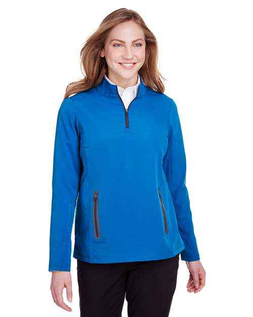 Women's Quest Stretch Quarter-Zip Pullover - - 14079 Olympic Blue Carbon 173D3 AB Exclusive Brands CA New ab Jackets NE401W New AB North End Performance Pullovers Quarter-Zips S&S Deep Deals Tops Womens Zips