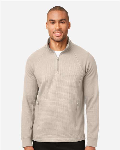 North End NE200, Men's Rhythm Waffle Quarter-zip Pullover, Oatmeal