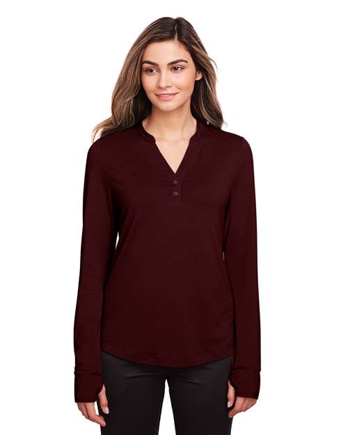 Women's JAQ Stretch Performance V-Neck Snap Pullover - - 14082 Burgundy 171D3 5-5.9 oz AB Exclusive Brands Antimicrobial CA New ab Corporate Corporate Gifting & Incentives Corporate Gifting - Mid-Range Henley Knit Long Sleeves Moisture-Management NE400W New AB North End Performance Polos & Knits Polyester Quarter-Zips Rayon S&S Deep Deals S&S Exclusive Brands Spandex Sustainable Materials Sustainable Styles Thumbholes Tops V-Neck Womens