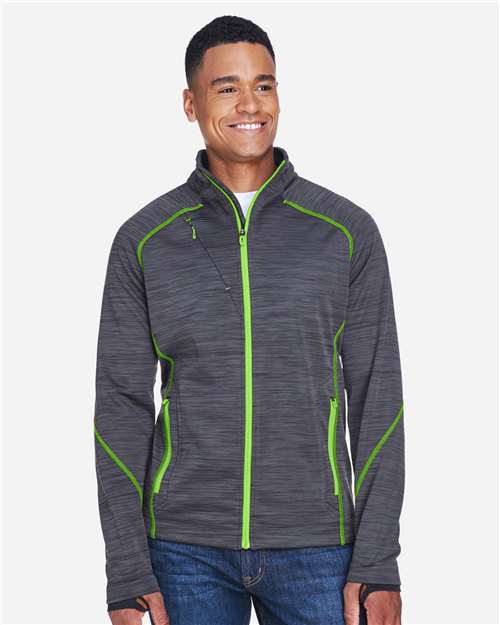 Men's Flux Mélange Bonded Fleece Jacket - - 14085 Carbon Acid Green 269D3 88697 AB Exclusive Brands Activewear CA New ab Fleece Full-Zips Jackets Media Pocket Mens & Unisex New AB North End Outerwear Pockets Polyester - 100% S&S Exclusive Brands Thumbholes Zips