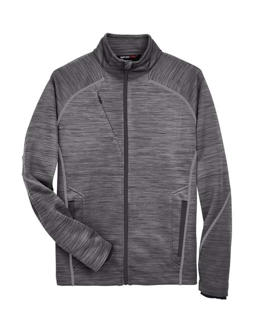 North End 88697, Men's Flux Mélange Bonded Fleece Jacket, Carbon/ Black