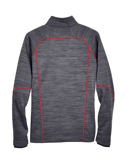 North End 88697, Men's Flux Mélange Bonded Fleece Jacket, Carbon/ Olympic Red