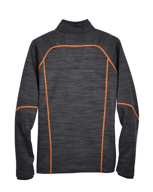 North End 88697, Men's Flux Mélange Bonded Fleece Jacket, Carbon/ Orange Soda