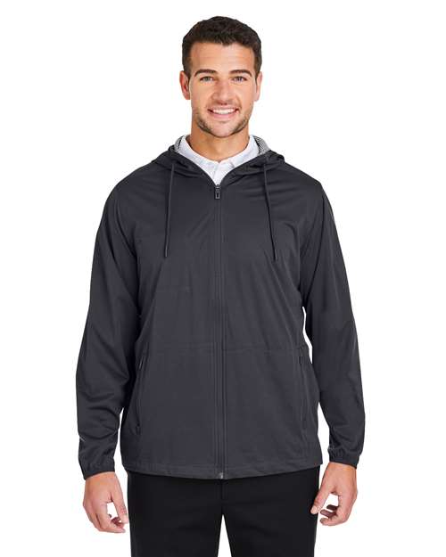 Men's Network Lightweight Jacket - - 14089 Carbon Heather 211D3 3-3.9 oz AB Exclusive Brands Adjustable CA New ab Full-Zips Hooded Jackets Mens & Unisex NE75 New AB North End Outerwear Pockets Polyester - 100% Recycled Spandex Sustainable Materials Water Resistant Windbreakers Zips
