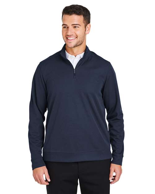 Men's Express Tech Performance Pique Quarter-Zip Pullover - - 14101 Classic Navy 176D3 AB Exclusive Brands CA New ab Jackets Mens & Unisex NE412 New AB North End Performance Polyester - 100% Pullovers Quarter-Zips Recycled Sustainable Manufacturing Sustainable Styles Thermals Tops Zips