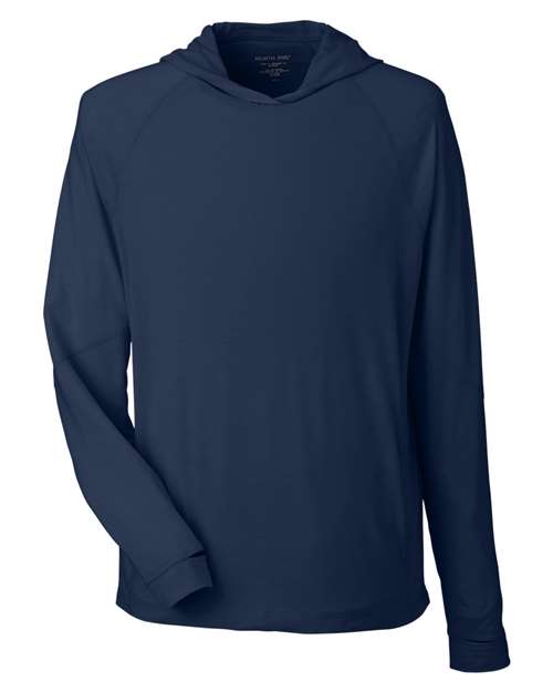 North End NE105, Unisex Jaq Stretch Performance Hooded Long Sleeve T-shirt, Classic Navy