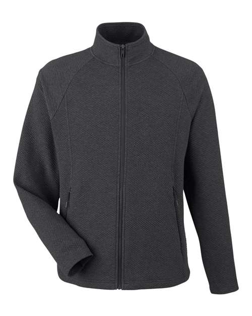 North End NE727, Men's Spirit Textured Full-zip, Black Heather
