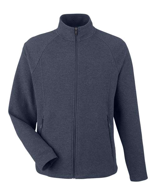 North End NE727, Men's Spirit Textured Full-zip, Classic Navy Heather