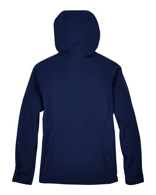 North End 78166, Women's Prospect Two-layer Fleece Bonded Soft Shell Hooded Jacket, Classic Navy