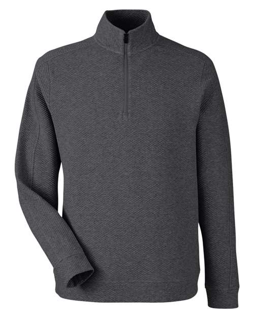 North End NE725, Men's Spirit Textured Quarter-zip Pullover, Black Heather