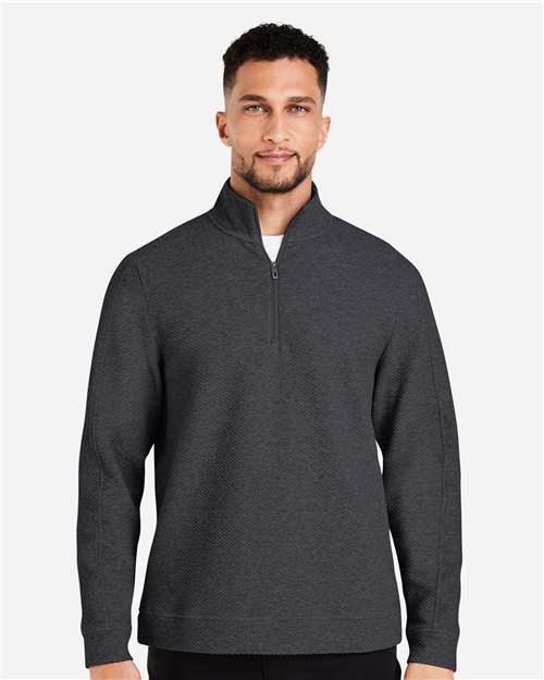 North End NE725, Men's Spirit Textured Quarter-zip Pullover, Black Heather