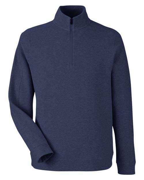 North End NE725, Men's Spirit Textured Quarter-zip Pullover, Classic Navy Heather