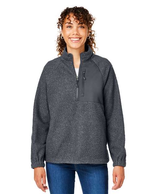 Women's Aura Sweater Fleece Quarter-Zip Pullover - - 14146 Carbon Carbon 11-11.9 oz 200D3 AB Exclusive Brands CA New ab Corporate Corporate Gifting & Incentives Corporate Gifting - Splurge Fleece FSG Fall Festivities Jackets Long Sleeves NE713W New AB North End Nylon Outerwear Polyester - 100% Pullovers Quarter-Zips Womens Zips