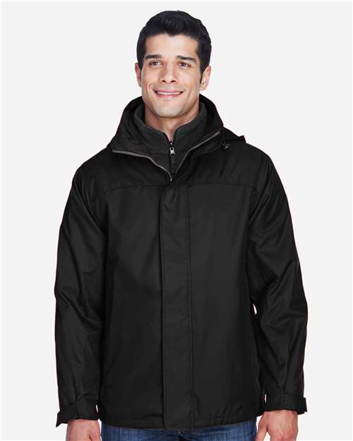 North End 88130, Men's 3-in-1 Insulated Jacket, Black